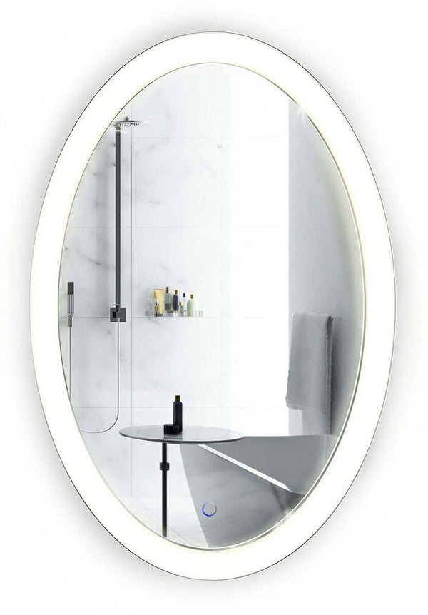 Krugg SOL Oval LED Bathroom Mirror - 3 sizes - with Dimmer and Defogger