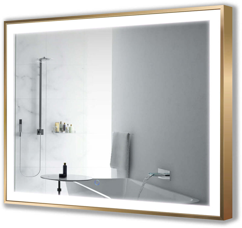 Soho LED Mirror 48" x 36" High, Matte Gold