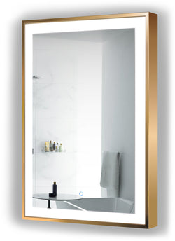 Soho LED Mirror 24" x 36" High, Matte Gold