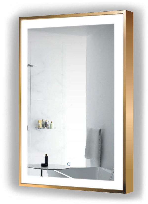 Soho LED Mirror 24" x 36" High, Matte Gold