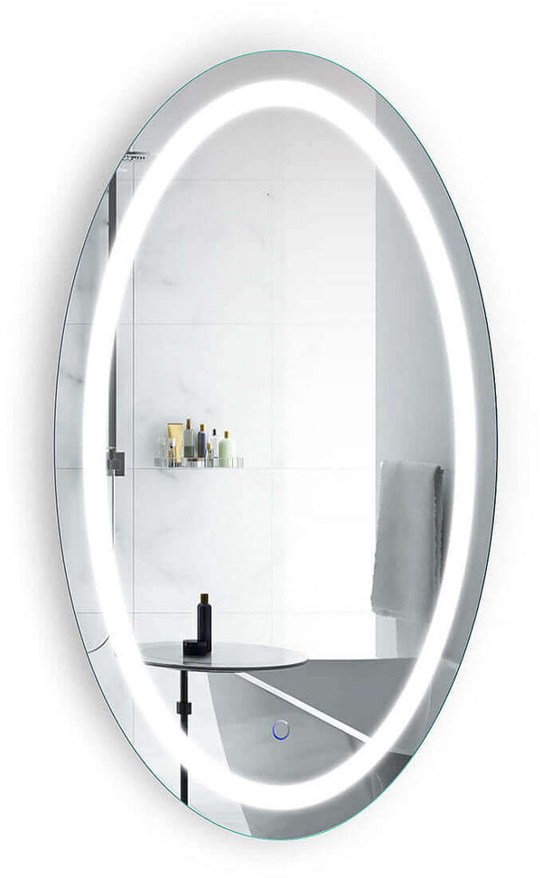 Krugg Icon Oval LED Bathroom Mirror with Dimmer and Defogger