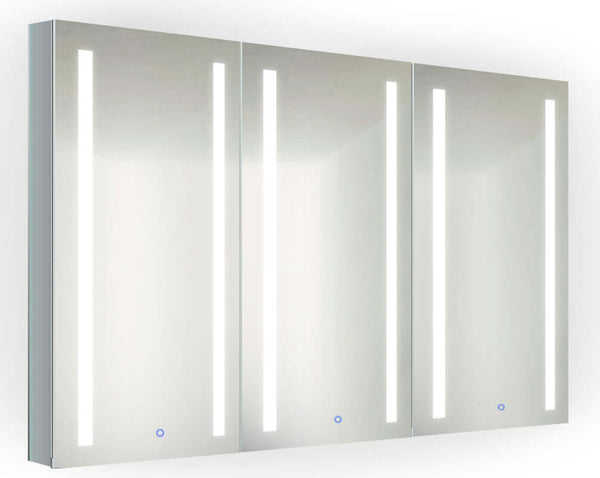Triple-door LED Medicine Cabinet, mirror inside and outside, with Dimmer and Anti-Fog heating.