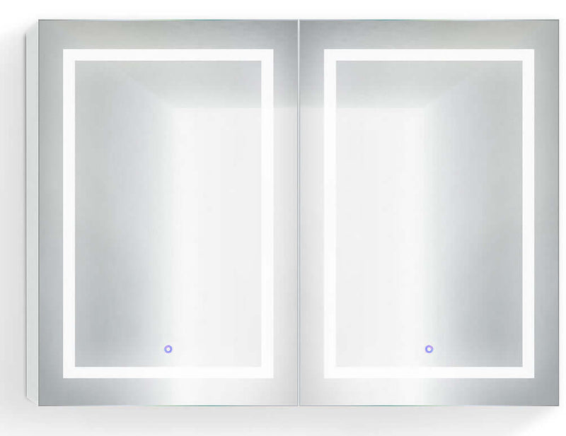SVANGE 48" x 36" High Both Doors Lit, Both with 3x Inset Mirrors, 3 Shelves, Center Open