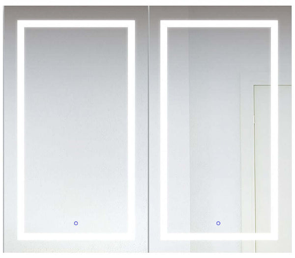 Krugg Reflections Svange Double LED Center Open Medicine Cabinet with Defogger - 2 Sizes