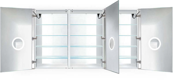 Krugg Reflections Svange LED Triple Medicine Cabinet w/ Dimmers & Defoggers - 2 Sizes