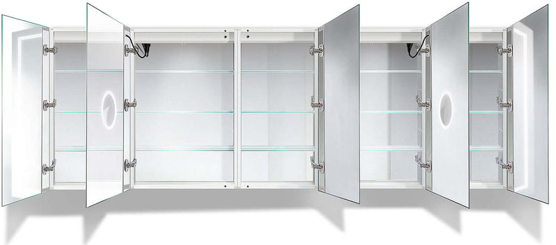 Krugg Reflections Svange LED 5-Bay Penta Medicine Cabinet w/ Dimmers & Defoggers -2 Sizes