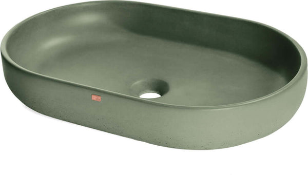Konkretus FLADD 04 Oval Concrete Above-Mount Bathroom Sink, 15 Colors
