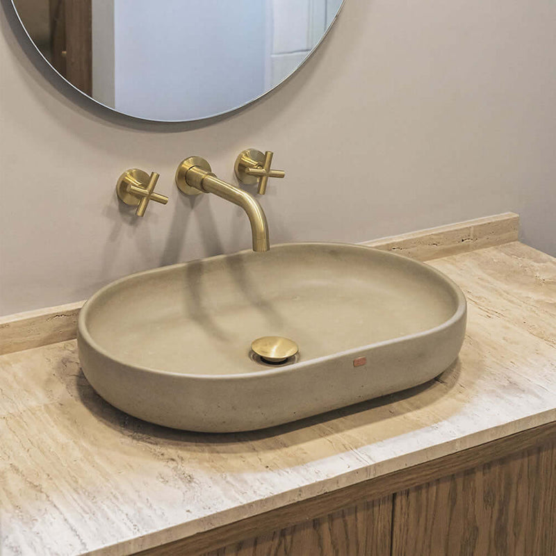 Konkretus FLADD 04 Oval Concrete Bathroom Vessel Sink, 15 Colors