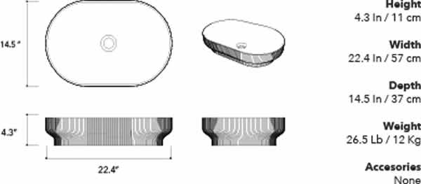 Konkretus Custom Made PAPUA 02 Concrete Oval Above-Mount Bathroom Sink in 13 Colors