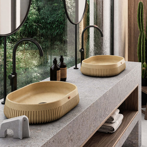 Konkretus Custom Made PAPUA 02 Concrete Oval Above-Mount Bathroom Sink in 13 Colors