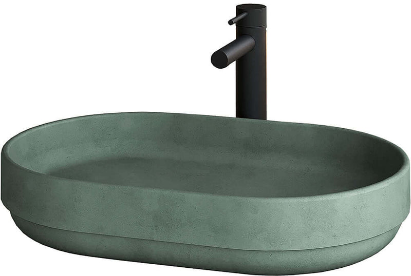 Konkretus FLADD 04 Oval Concrete Drop-In Bathroom Sink, 15 Colors