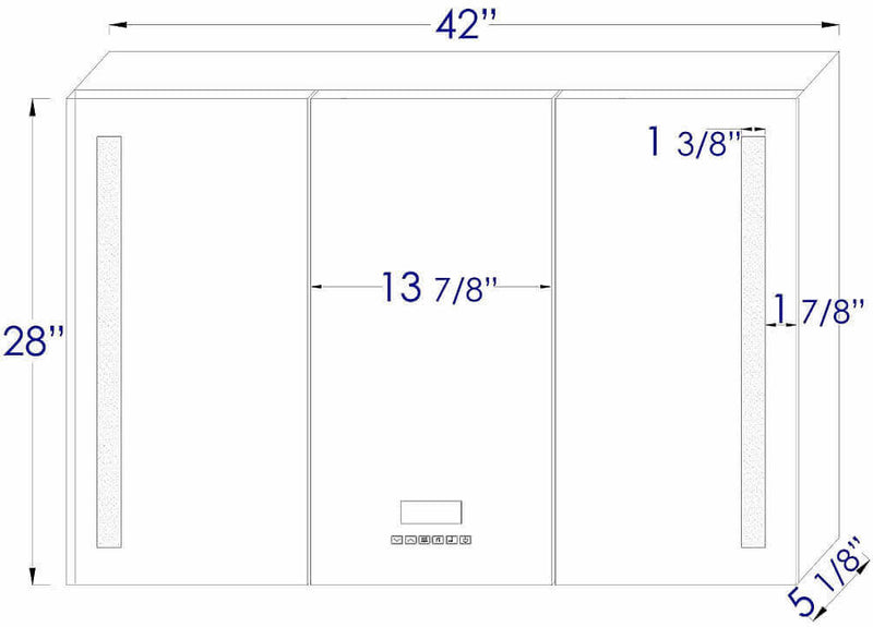 Alfi brand 42" X 28" Triple Door LED and Bluetooth Medicine Cabinet