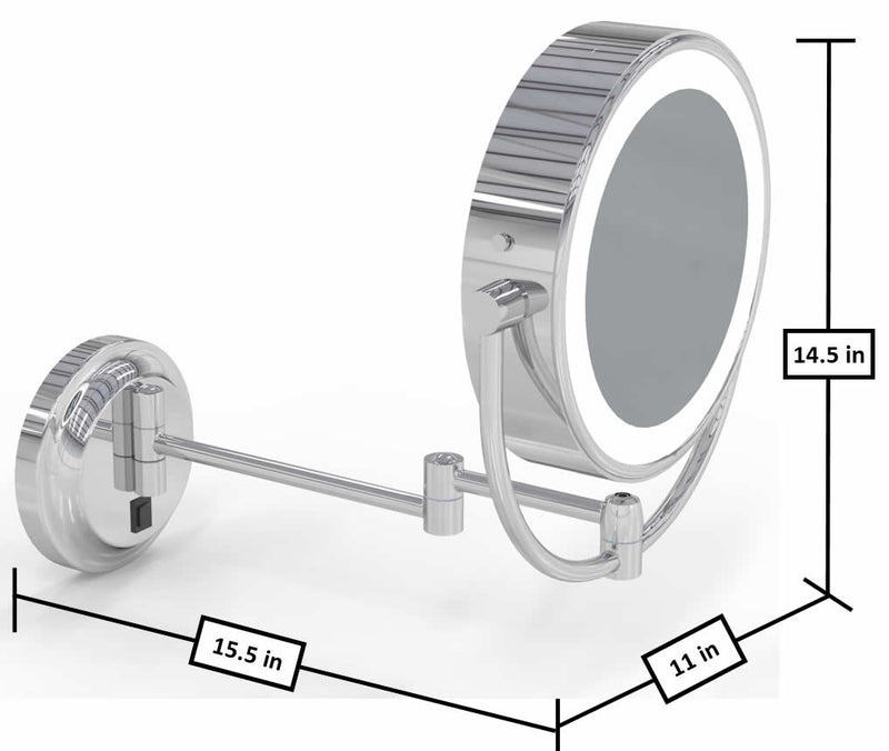 Dimensions  - extended.  Polished Chrome shown.