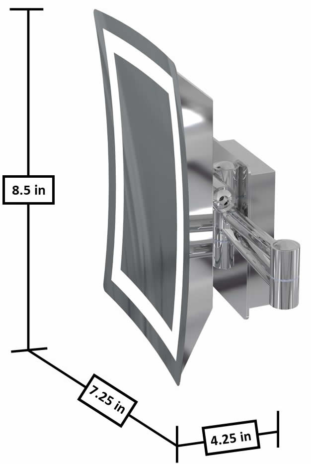 Dimensions  - retracted.  Polished Chrome shown.