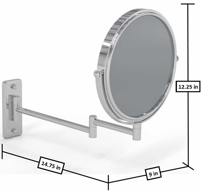 Dimensions  - extended.  Polished Chrome shown.