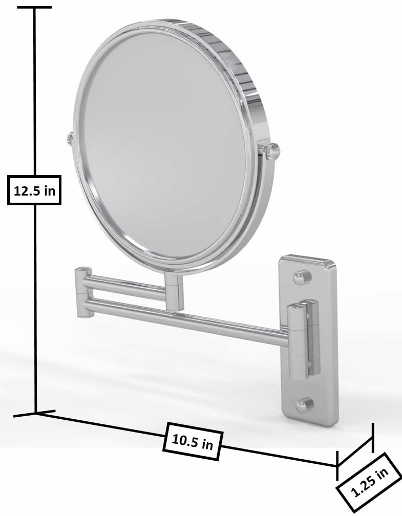 Dimensions  - retracted.  Polished Chrome shown.