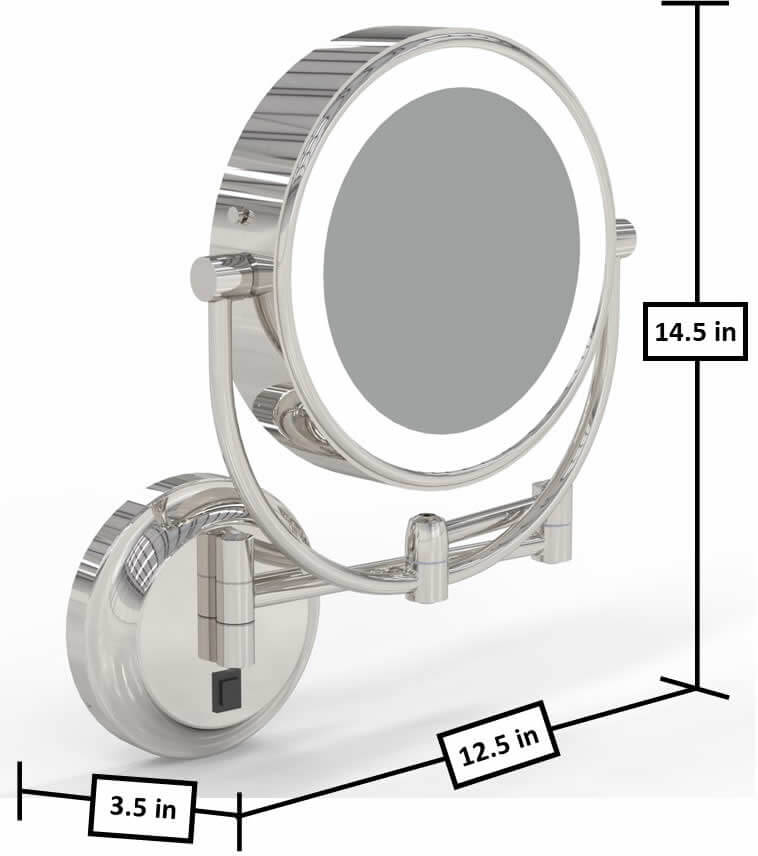 Dimensions  - retracted.  Polished Nickel