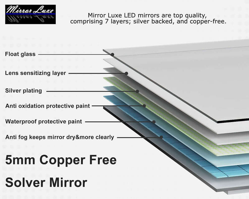 Mirror Luxe Jupiter 40" LED Heated Bathroom Mirror - Plug-In or Hardwire
