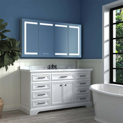 Mirror Luxe 60" Mirrored LED Full-Featured 4-Door Medicine Cabinet