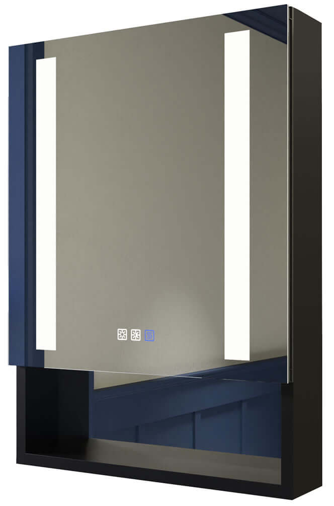 Mirror Luxe Mirrored LED Full-Featured Medicine Cabinet with Open Shelf, 2 Sizes