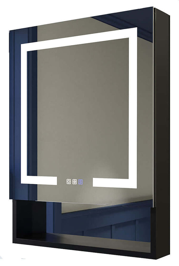 Mirror Luxe 24" Mirrored Full-Featured LED Medicine Cabinet, Open Shelf, Hinged Left or Right