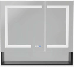 Mirror Luxe 36" Double Door Mirrored LED Medicine Cabinet, Natural Anodized Aluminum