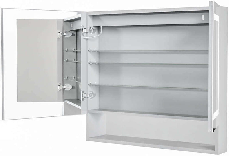 Mirror Luxe 36" Mirrored 2-Door LED Medicine Cabinet, Natural Anodiized Aluminum