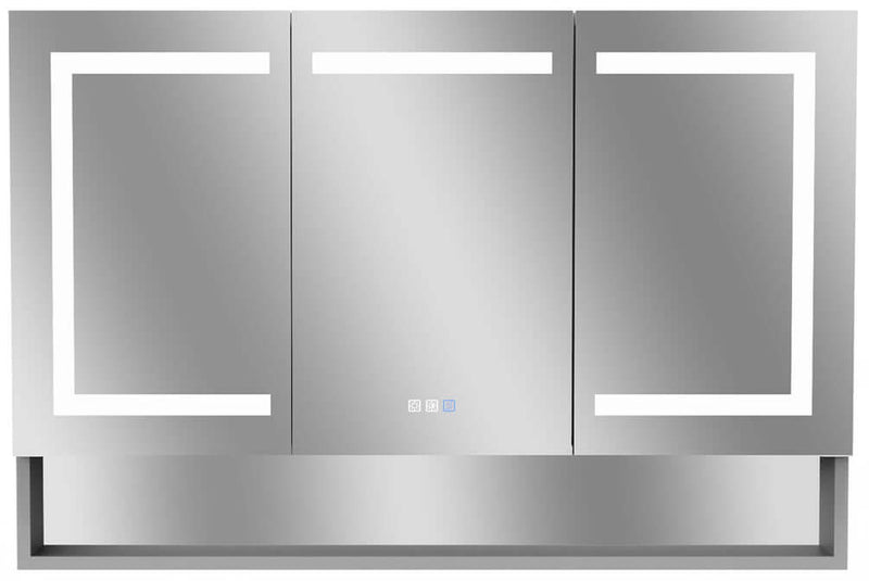 Mirror Luxe 48" Three Door Mirrored LED Medicine Cabinet, Natural Anodized Aluminum