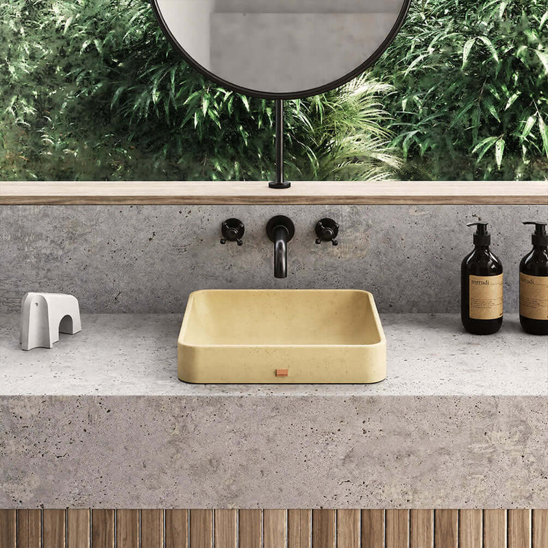 Konkretus FLADD 03 Square Concrete Bathroom Drop-In Sink, 15 Colors