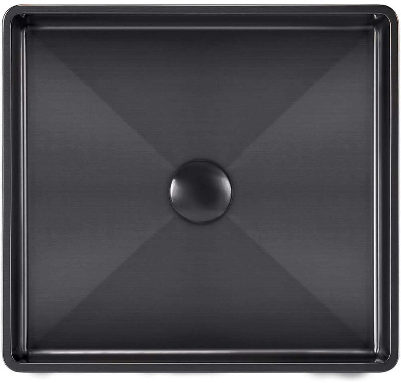 Whitehaus Noah Plus 15" Square Drop-In Stainless Steel Bathroom Sink with Center Drain