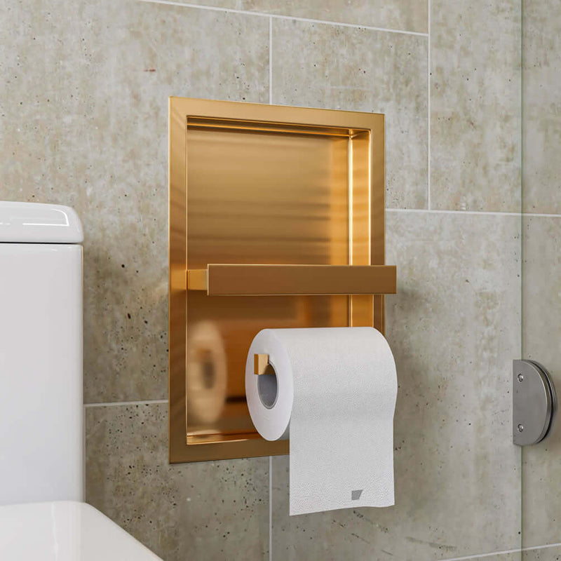 Alfi brand Stainless Steel Toilet Paper Holder & Niche, Brushed Copper or Gold