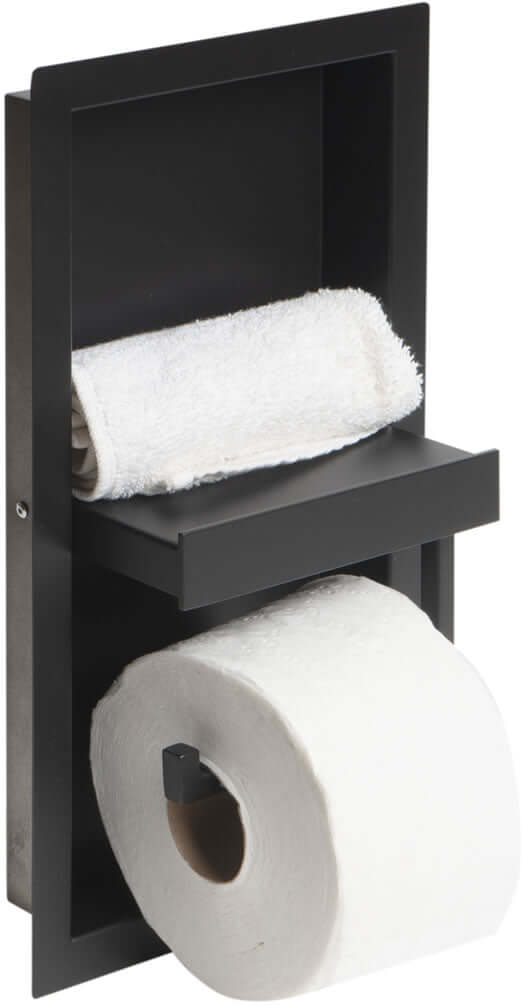 Alfi brand Stainless Steel Toilet Paper Holder & Niche, 2 Blacks or White