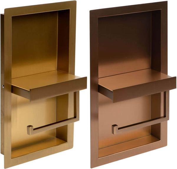 Alfi brand Stainless Steel Toilet Paper Holder & Niche, Brushed Copper or Gold