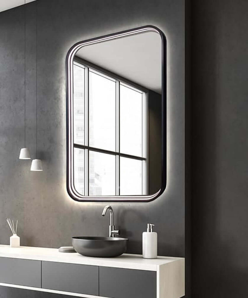 Electric Mirror Eminence LED Bathroom Mirror with Task Lighting and Wall Glow