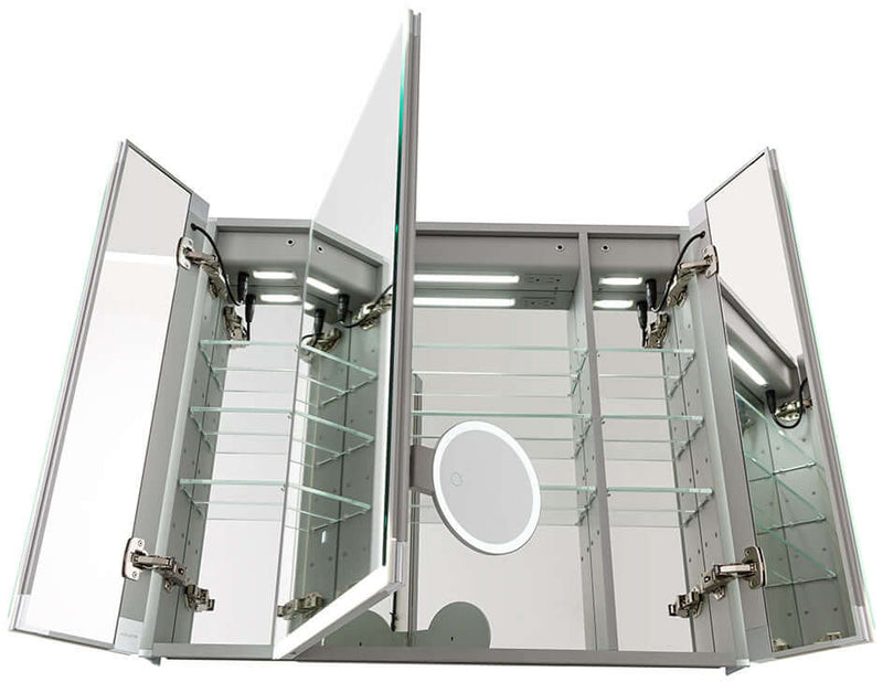 Aquadom Royale Plus 3-Door LED Medicine Cabinets - 5 Sizes with Interior Magnifying Mirror