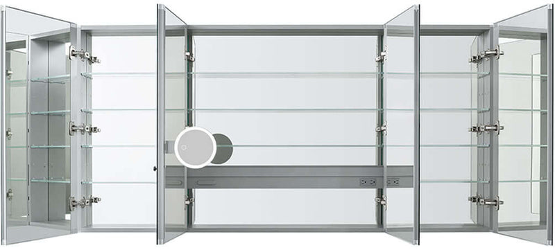 Aquadom Royale 4-Door Medicine Cabinet with 3x Magnifying Makeup Mirror - 72" Wide