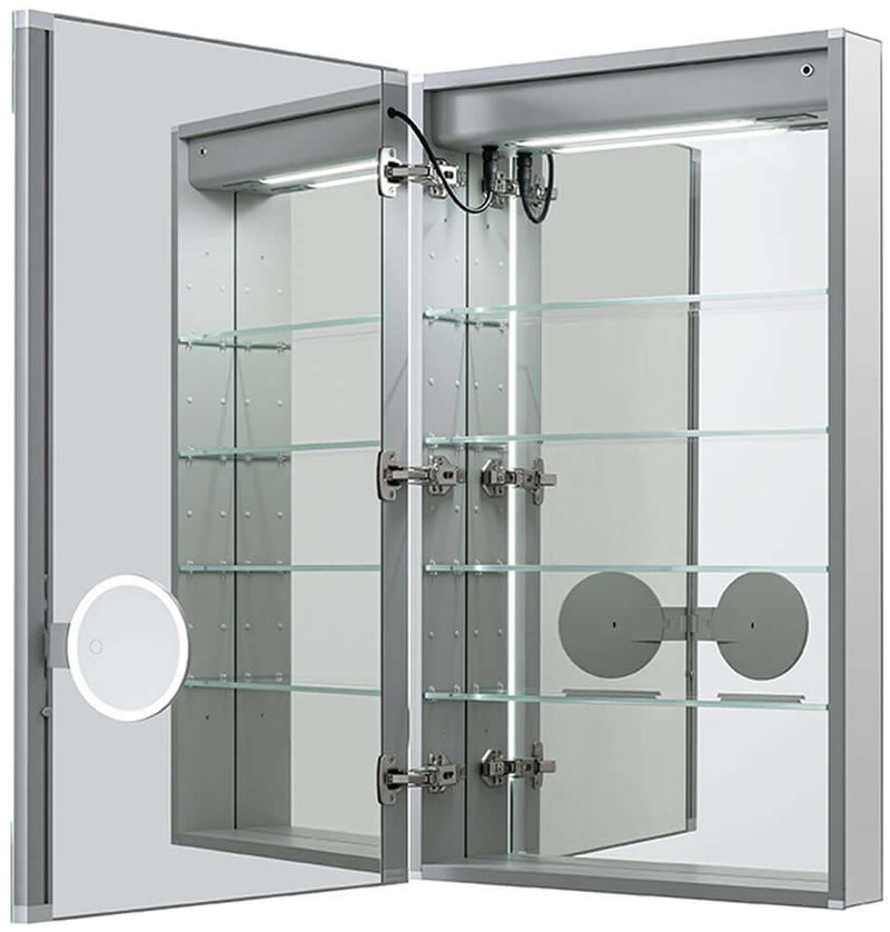 Aquadom Edge Royale 1-Door LED Medicine Cabinet swith 3x Magnifying Makeup Mirror - 20" or 24" Wide