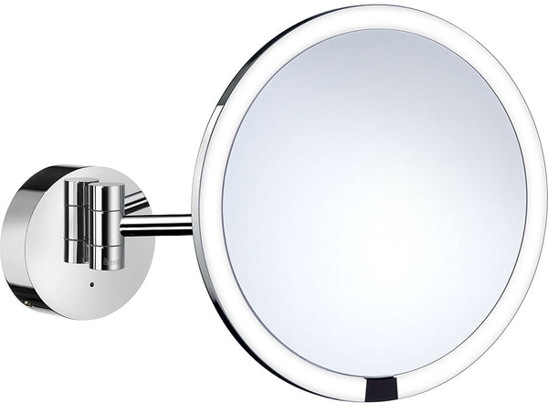 Approach the mirror and the sensor turns on the LEDs.  No motion for 12 seconds and the LEDs turn off.