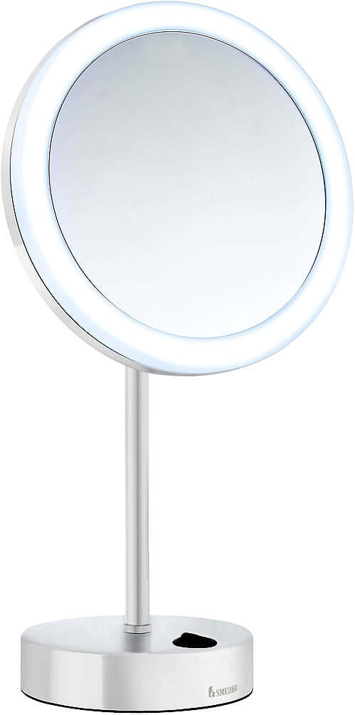 Smedbo 5x Free-Standing Battery Operated Makeup Mirror with Light - 3 Finishes