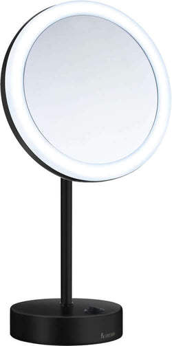 Smedbo 5x Free-Standing Battery Operated Makeup Mirror with Light - 3 Finishes