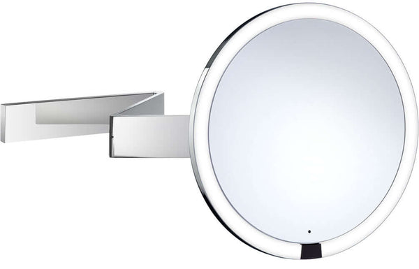 Smedbo 7x Rechargeable Round Makeup Mirror with Light - Wall-Mounted in Polished Chrome