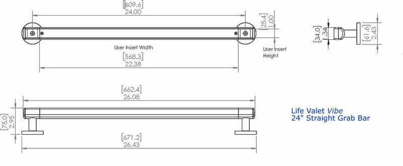 24" Straight Gbrab Bar