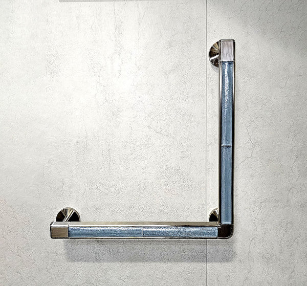 L-Shaped Grab Bar with Glass
