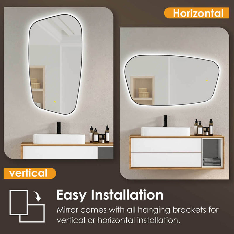 Altair Florian Anti-Fog Dimmable Bathroom LED Vanity Mirror, Matte Black or Brushed Gold