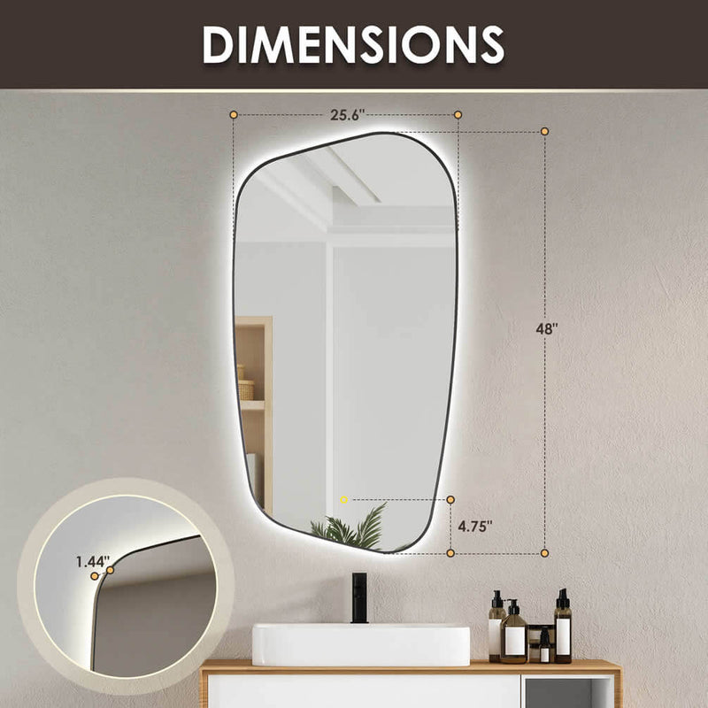 Altair Florian Anti-Fog Dimmable Bathroom LED Vanity Mirror, Matte Black or Brushed Gold