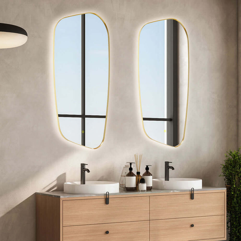 Altair Florian Anti-Fog Dimmable Bathroom LED Vanity Mirror, Matte Black or Brushed Gold