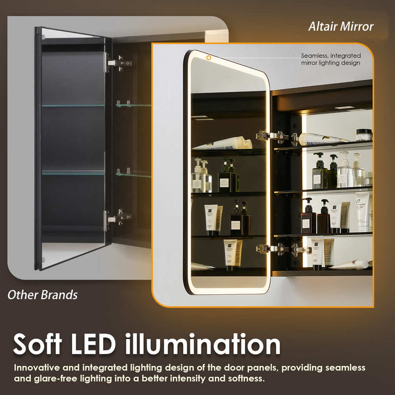 Altair Ostaria 3-Door Mirrored LED Surface-Mount/Recessed Medicine Cabinet