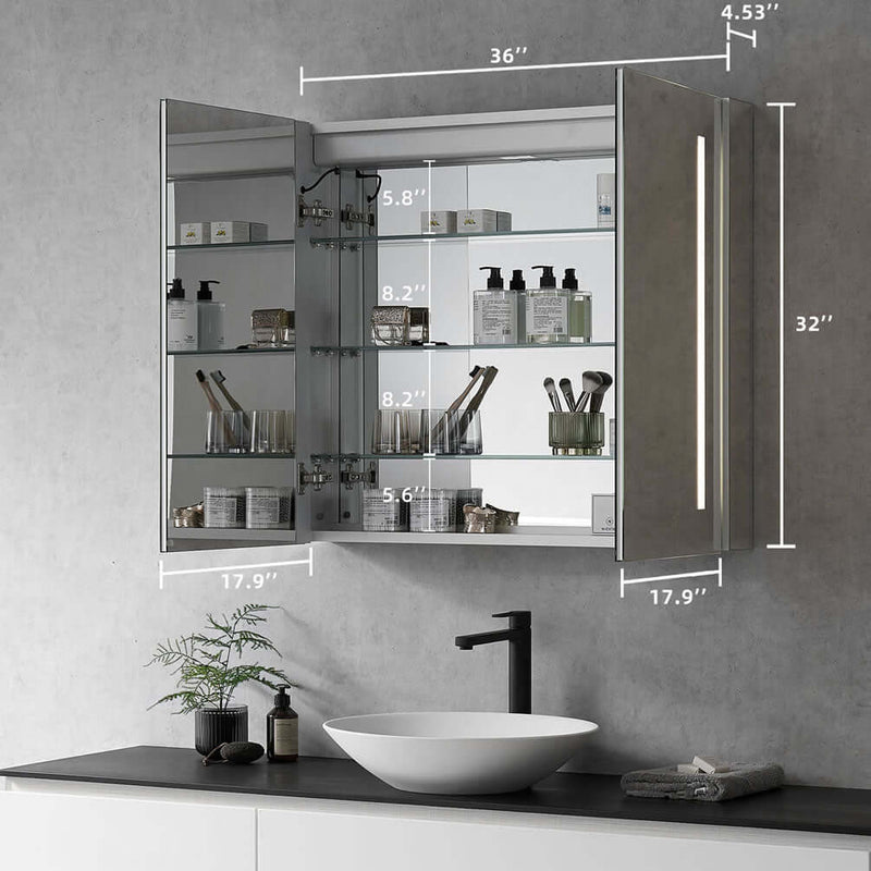 Altair Catola 2-Door Frameless Mirrored LED Surface-Mount or Recessed Medicine Cabinet