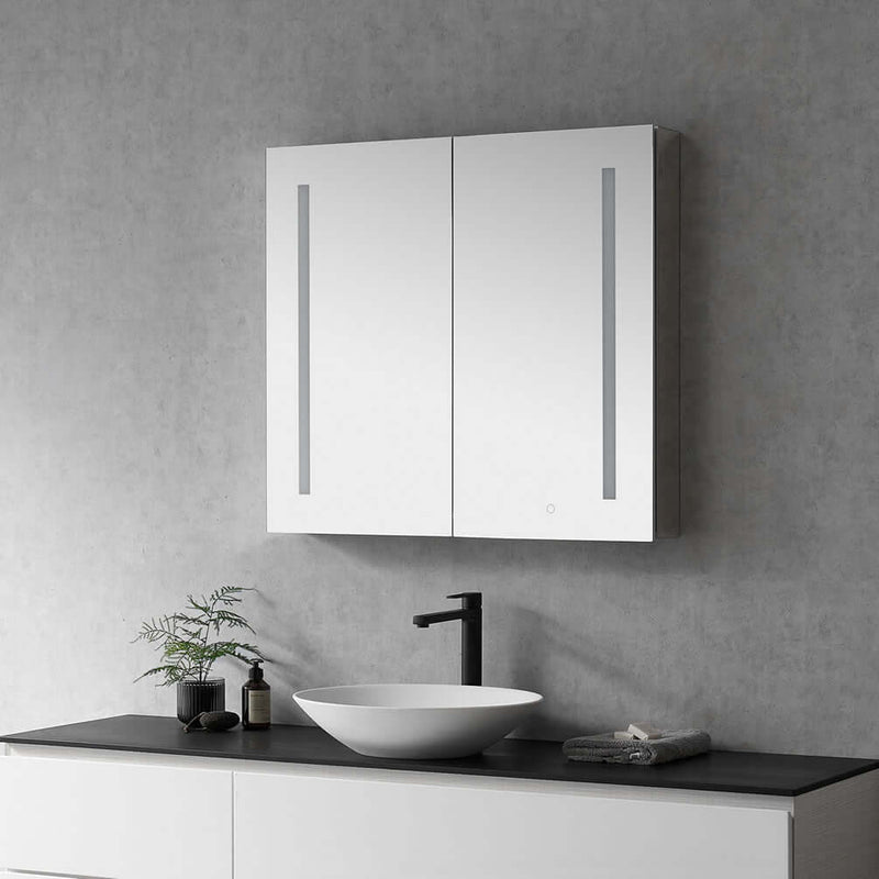 Altair Catola 2-Door Frameless Mirrored LED Surface-Mount or Recessed Medicine Cabinet