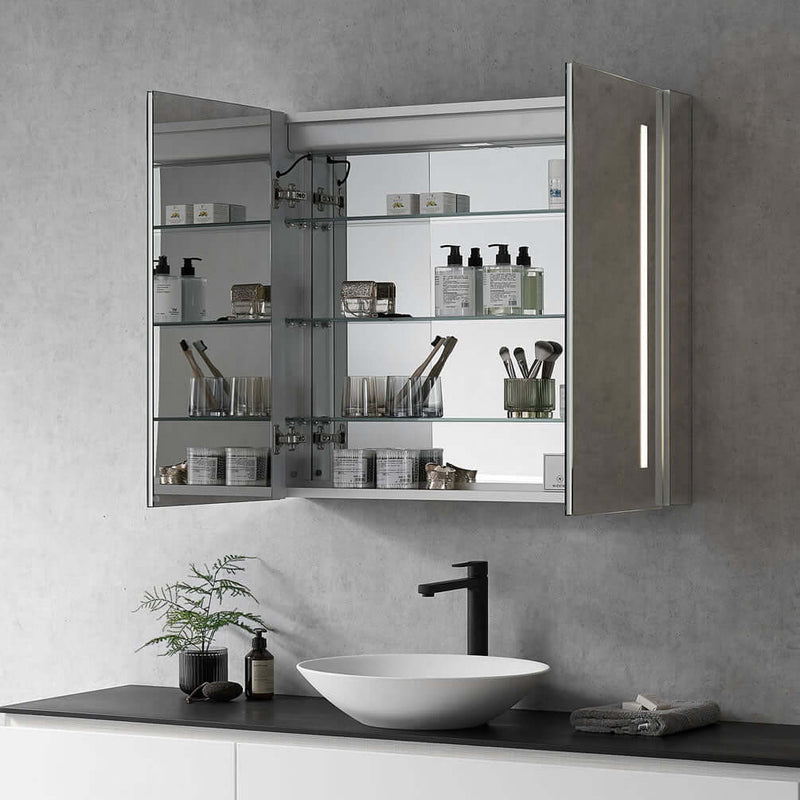 Altair Catola 2-Door Frameless Mirrored LED Surface-Mount or Recessed Medicine Cabinet